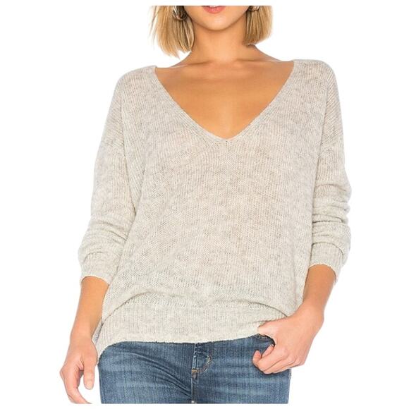 Free People S Womens Alpaca Blend Gossamer Sweater Gray Deep V - Picture 1 of 10
